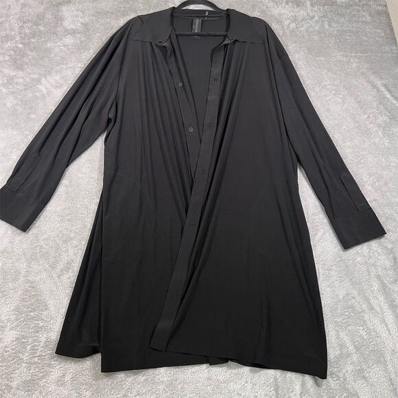 Norma Kamali Women's Cardigan‎ Size Large Black Long Sleeve Duster Open Casual - Picture 1 of 8